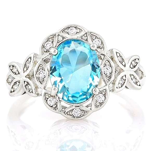 💫Sky Blue and White Sapphire Ring💫 - Picture 2 of 8